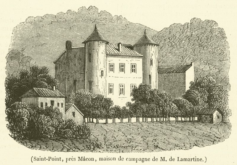 Saint-Point, cerca de Macon, casa de campo de M de Lamartine (grabado) de French School