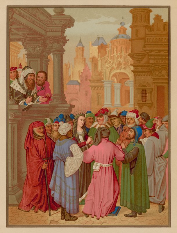 Santa Catalina rodeada por los doctores de Alejandría de French School