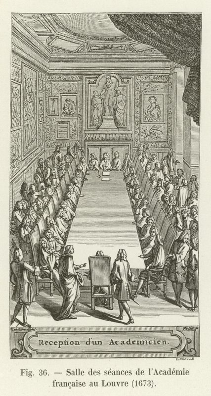 Sala de sesiones de la Academia Francesa en el Louvre, 1673 de French School