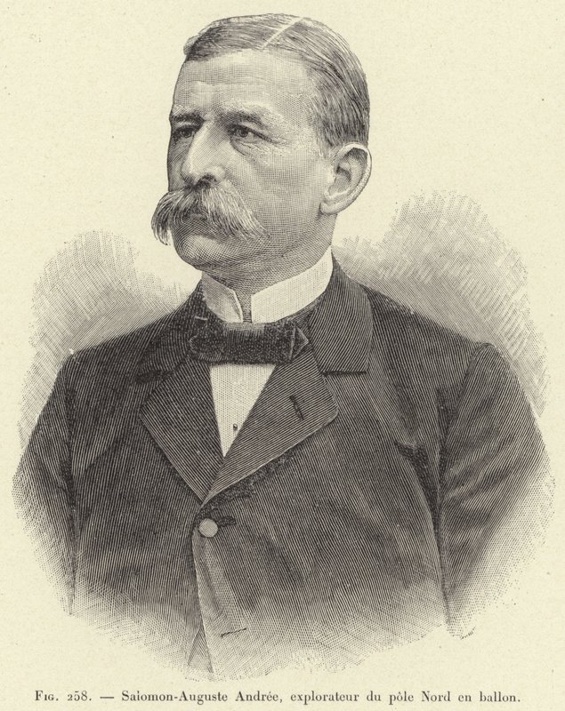 Salomon-Auguste Andree, explorador del polo Norte en globo de French School