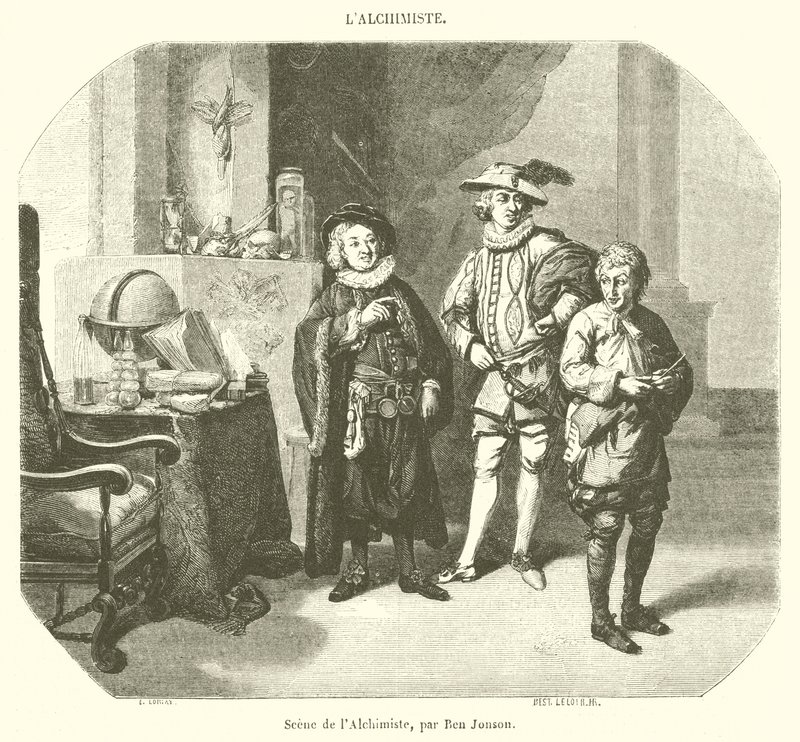 Escena del Alquimista (grabado) de French School