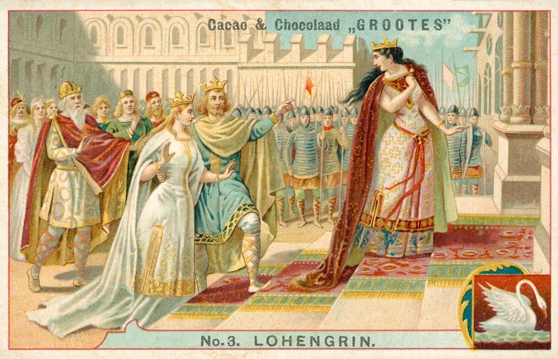 Escena de la ópera Lohengrin de Richard Wagner de French School
