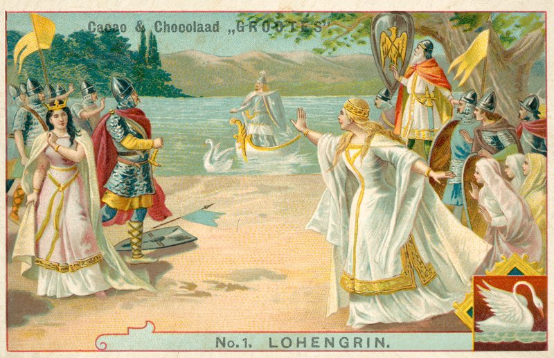 Escena de la ópera Lohengrin de Richard Wagner de French School