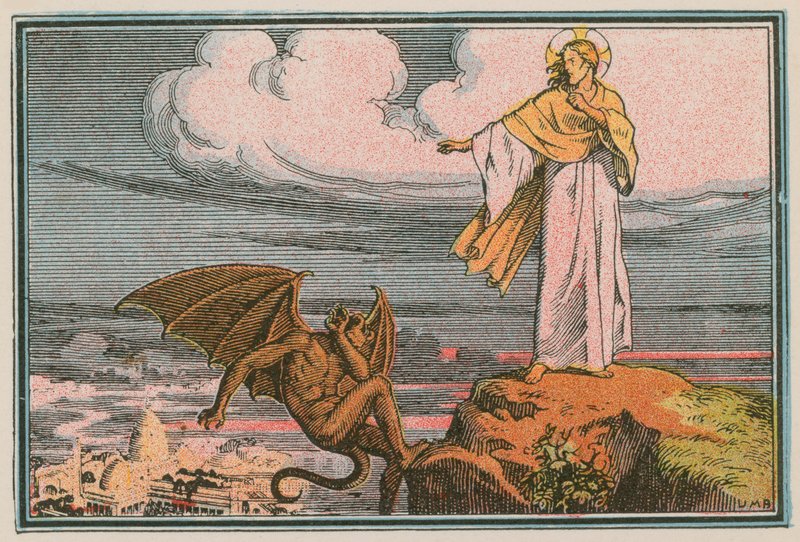 Escena de la vida de Jesús (grabado coloreado) de French School