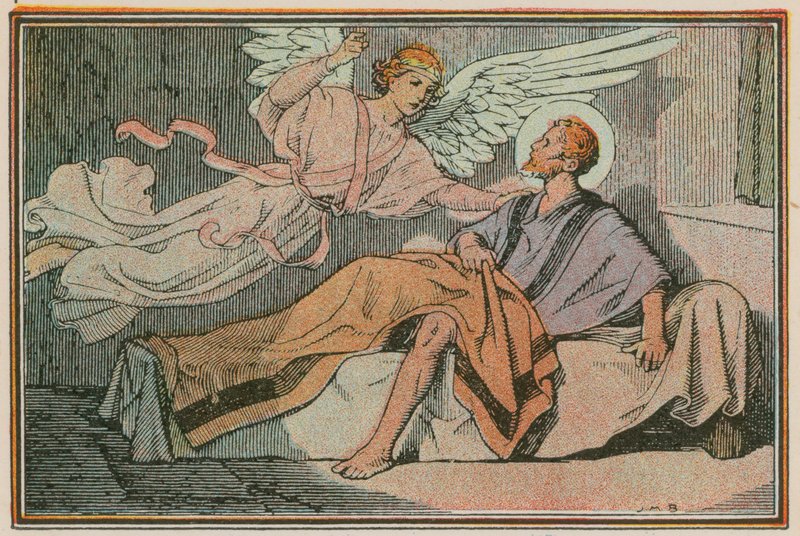 Escena de la vida de Jesús (grabado coloreado) de French School