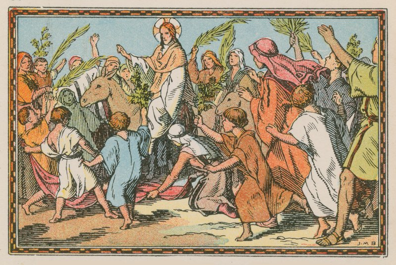 Escena de la vida de Jesús (grabado coloreado) de French School