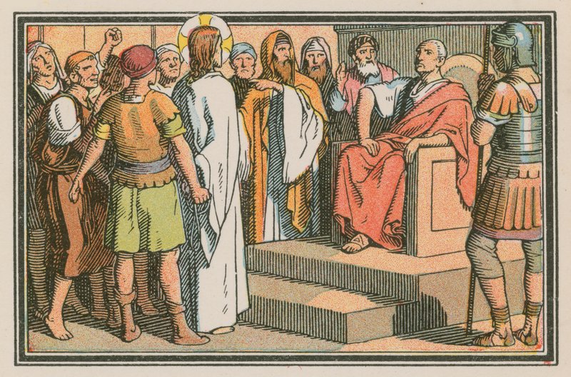 Escena de la vida de Jesús (grabado coloreado) de French School