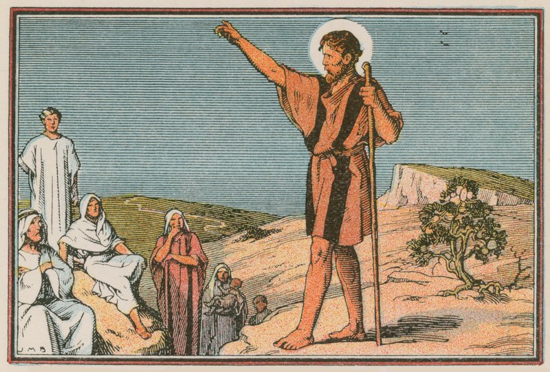 Escena de la vida de Jesús (grabado coloreado) de French School