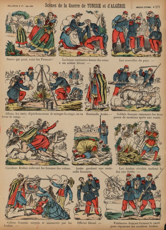 Escenas de las guerras coloniales francesas en Argelia y Túnez de French School