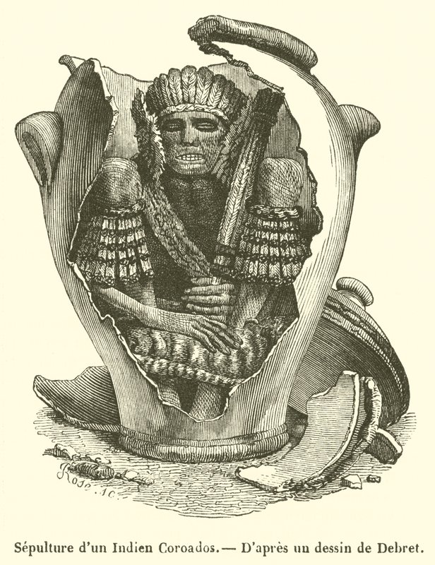 Sepultura de un indio Coroados (grabado) de French School