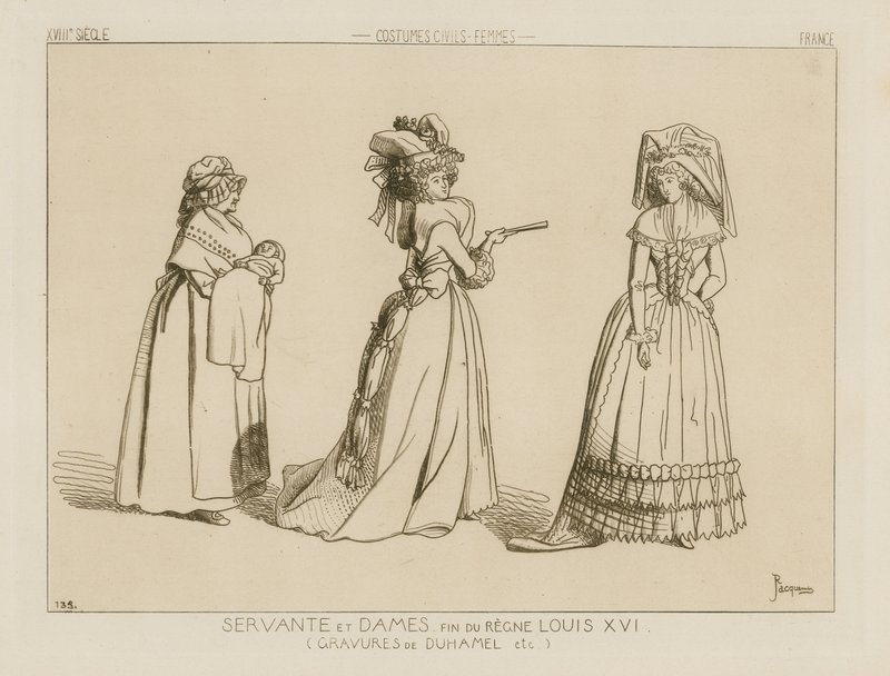Sirviente y damas, fin del reinado de Luis XVI de French School