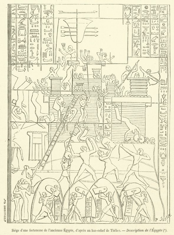 Asedio de una fortaleza del antiguo Egipto de French School