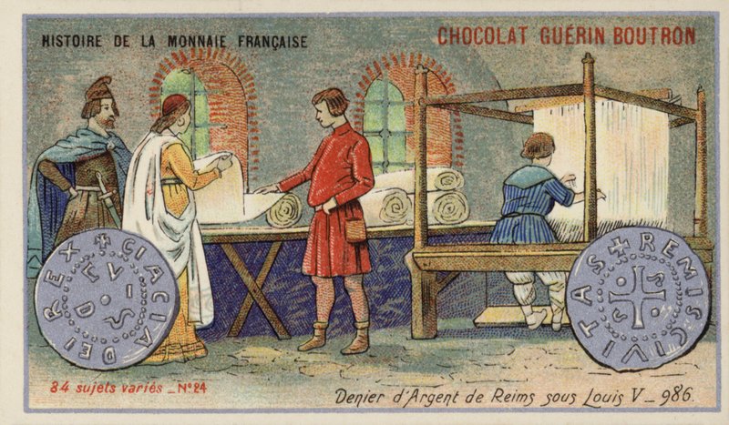 Denier de plata de Reims del reinado de Luis V, 986 de French School