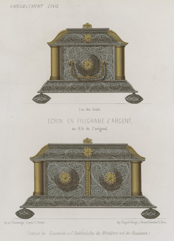 Cofre de filigrana de plata de French School
