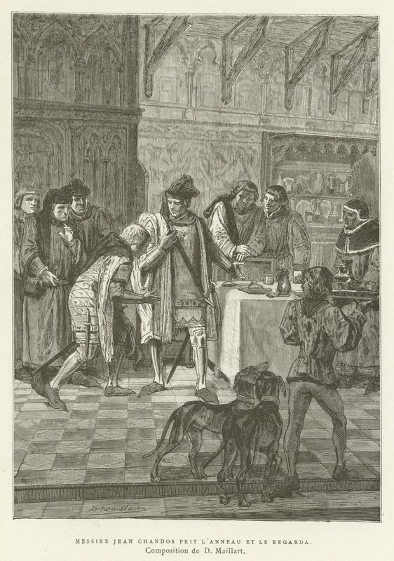 Sir John Chandos tomó el anillo y lo miró de French School