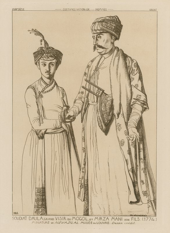 Soudiat Daula, Gran Visir de los Mongoles y su hijo, Mirza Mani (1774) de French School