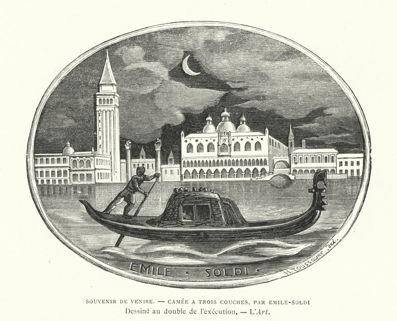 Recuerdo de Venecia, camafeo diseñado por el escultor francés Emile Soldi de French School
