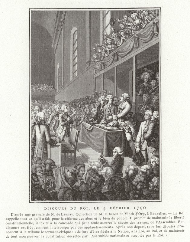 Discurso del Rey Luis XVI de Francia a la Asamblea Nacional, Revolución Francesa, 4 de febrero de 1790 de French School