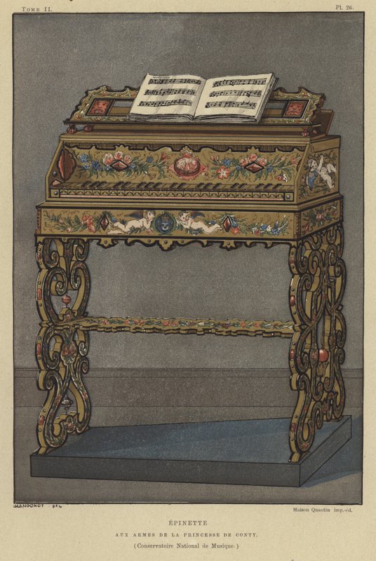 Espineta con el escudo de armas de la Princesa de Conti de French School