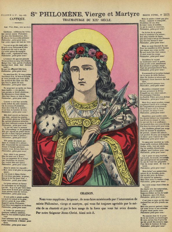 Santa Filomena, virgen y mártir (litografía en color) de French School