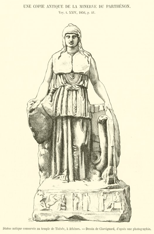 Estatua antigua conservada en el templo de Teseo, en Atenas de French School