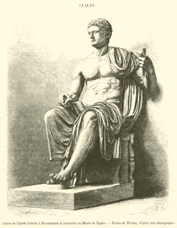 Estatua de Claudio encontrada en Herculano y conservada en el Museo de Nápoles de French School