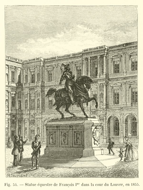 Estatua ecuestre de Francisco I en el patio del Louvre, en 1855 de French School