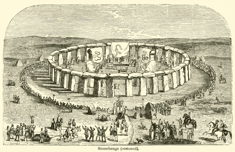 Stonehenge, restaurado (grabado) de French School