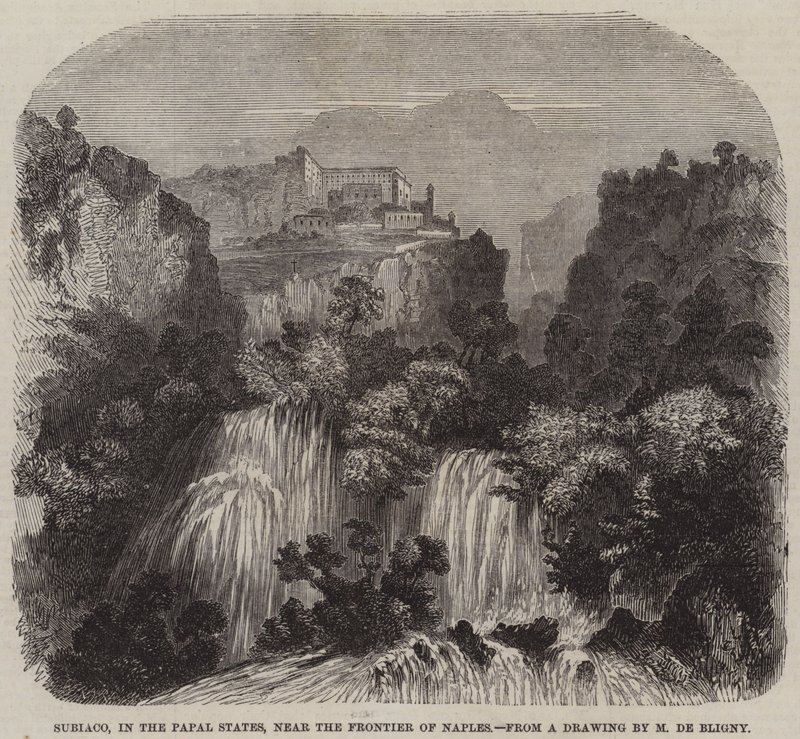 Subiaco, en los Estados Pontificios, cerca de la frontera de Nápoles (grabado) de French School