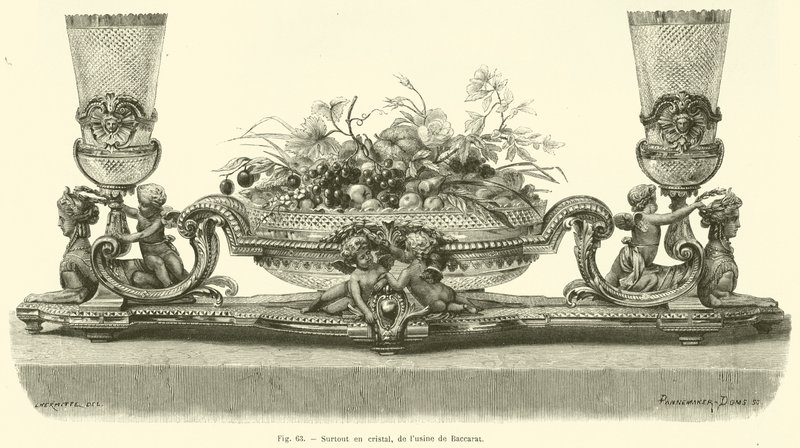 Centro de mesa de cristal, de la fábrica de Baccarat de French School