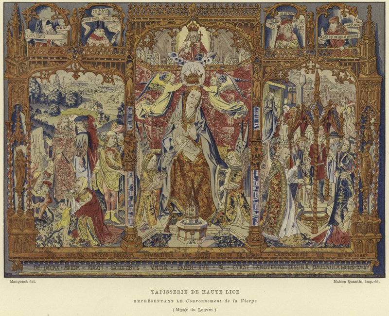 Tapiz que representa la Coronación de la Virgen de French School