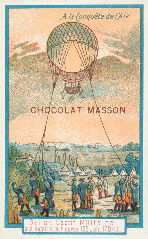 Globo militar atado en la Batalla de Fleurus, 26 de junio de 1794 de French School