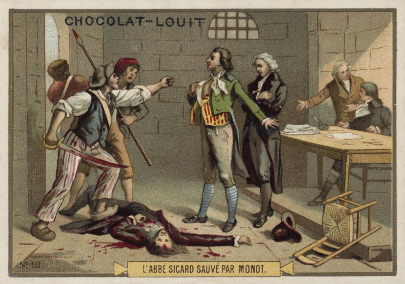 El Abate Sicard es salvado por Monot, Revolución Francesa, septiembre de 1792 de French School