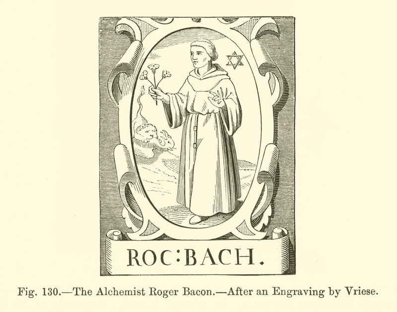El alquimista Roger Bacon (grabado) de French School