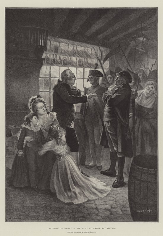El Arresto de Luis XVI y María Antonieta en Varennes de French School