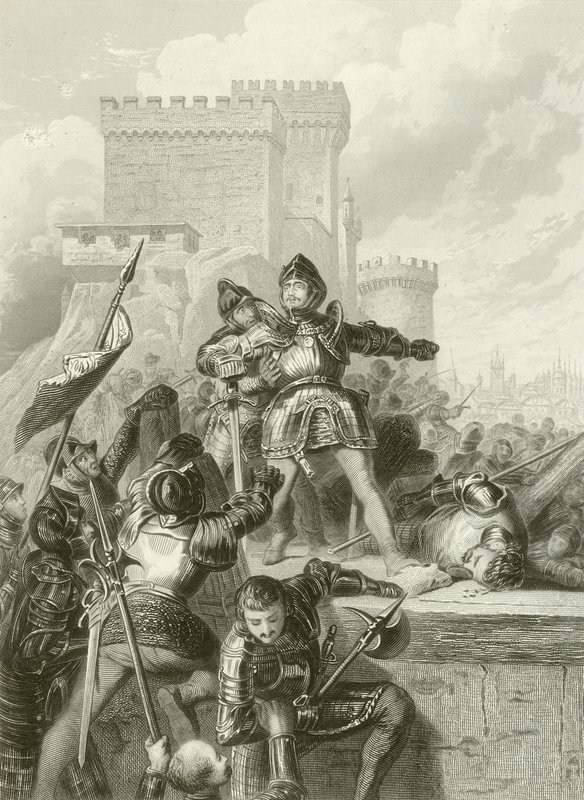 El caballero Bayard herido en el sitio de Brescia, 1512 de French School
