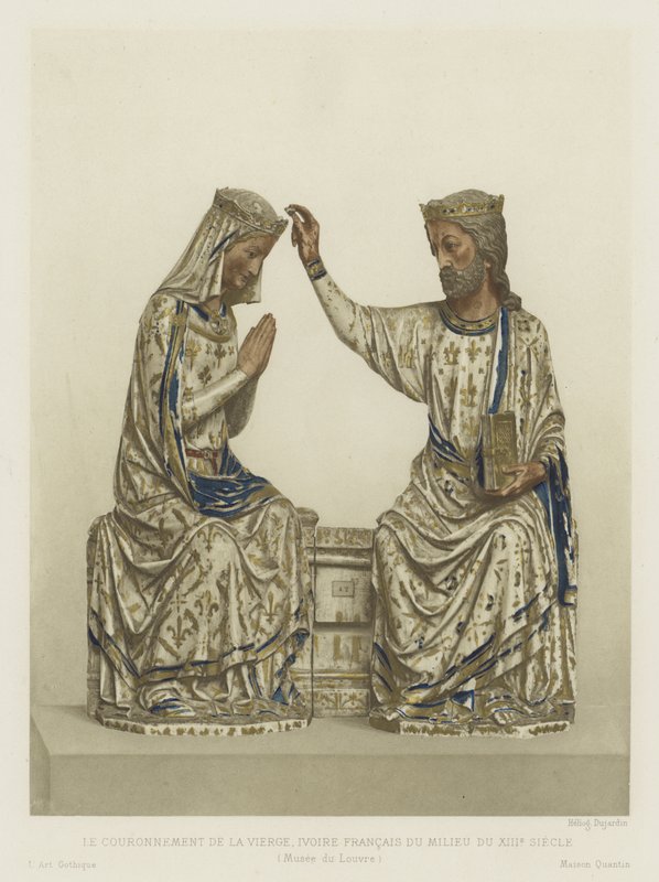 La Coronación de la Virgen, marfil, francés, mediados del siglo XIII de French School