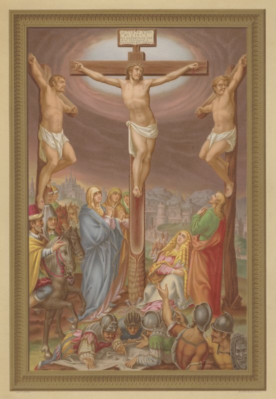 La Crucifixión (cromolito) de French School