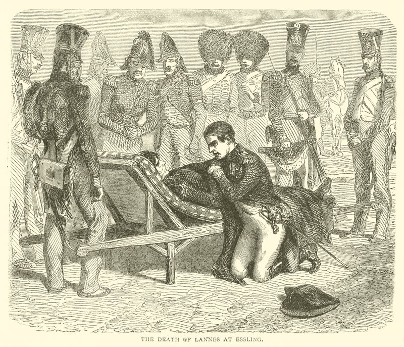 La muerte de Lannes en Essling (grabado) de French School