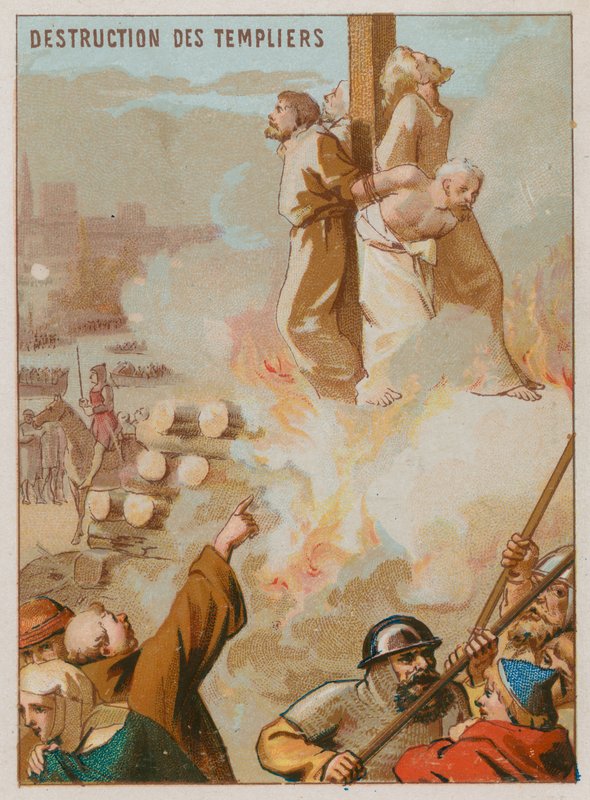 La destrucción de los Caballeros Templarios de French School