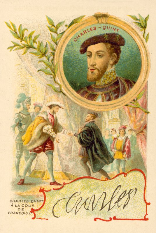 El Emperador Carlos V en la corte de Francisco I de Francia de French School