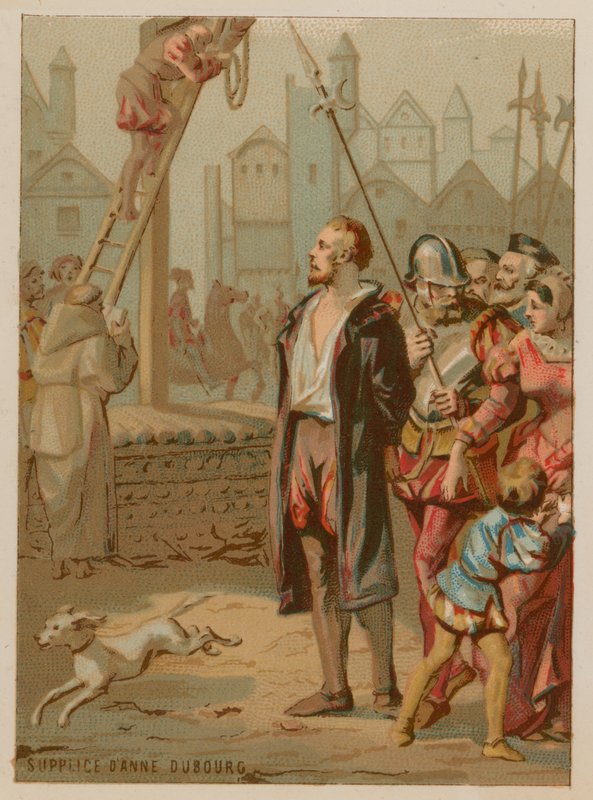 La ejecución de Anne du Bourg de French School