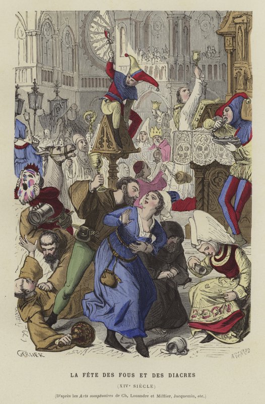 La Fiesta de los Locos y Diáconos, siglo XIV de French School