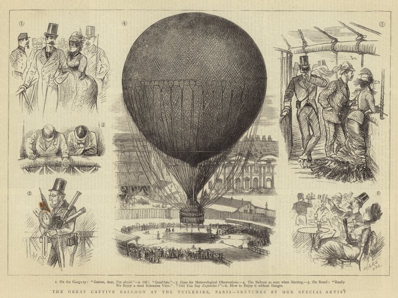 El gran globo cautivo en las Tullerías, París de French School