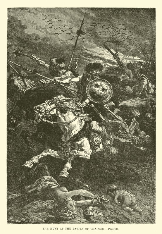 Los hunos en la Batalla de los Campos Cataláunicos de French School