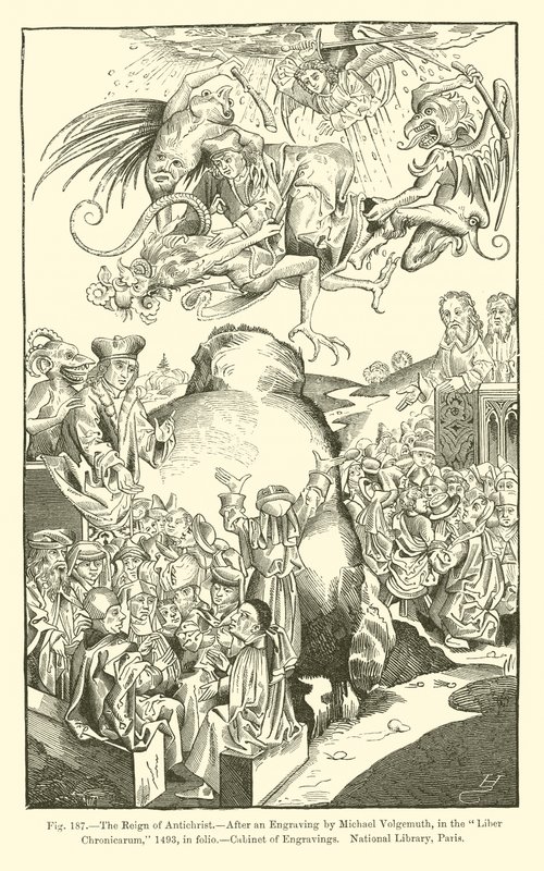 El reinado del Anticristo (grabado) de French School