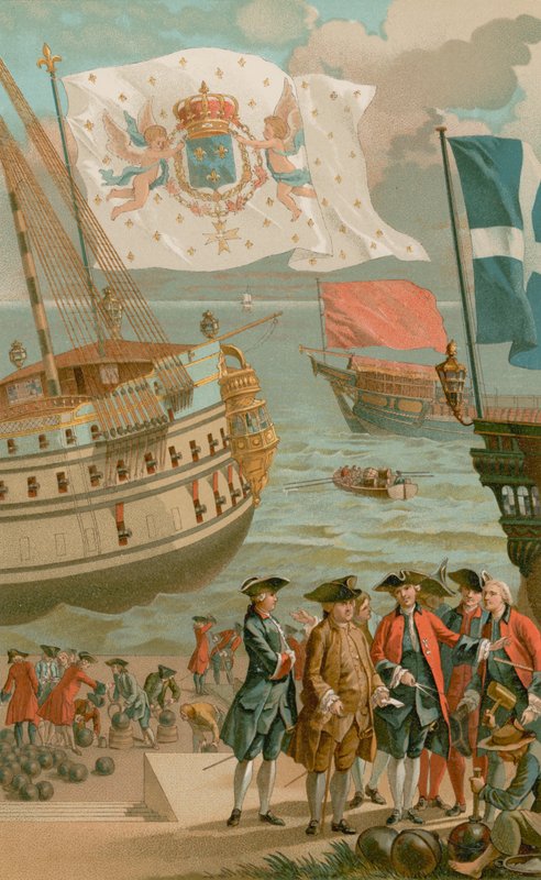 La bandera real, la bandera de la galera, la bandera de la marina mercante de French School