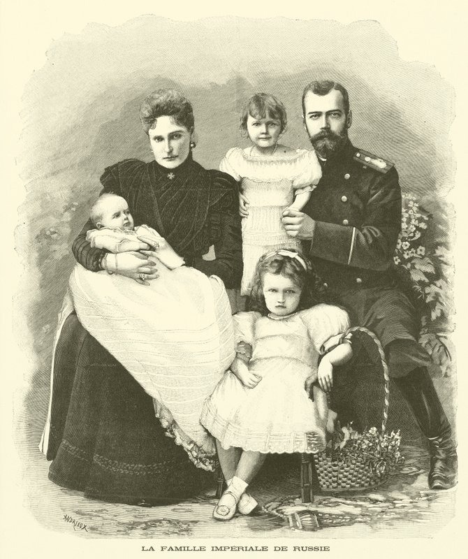 La familia imperial rusa (grabado) de French School