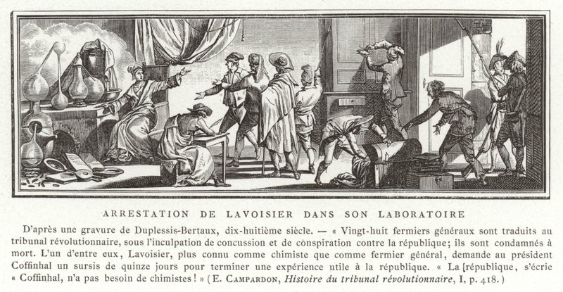 El arresto de Antoine Lavoisier en su laboratorio, 1794 de French School