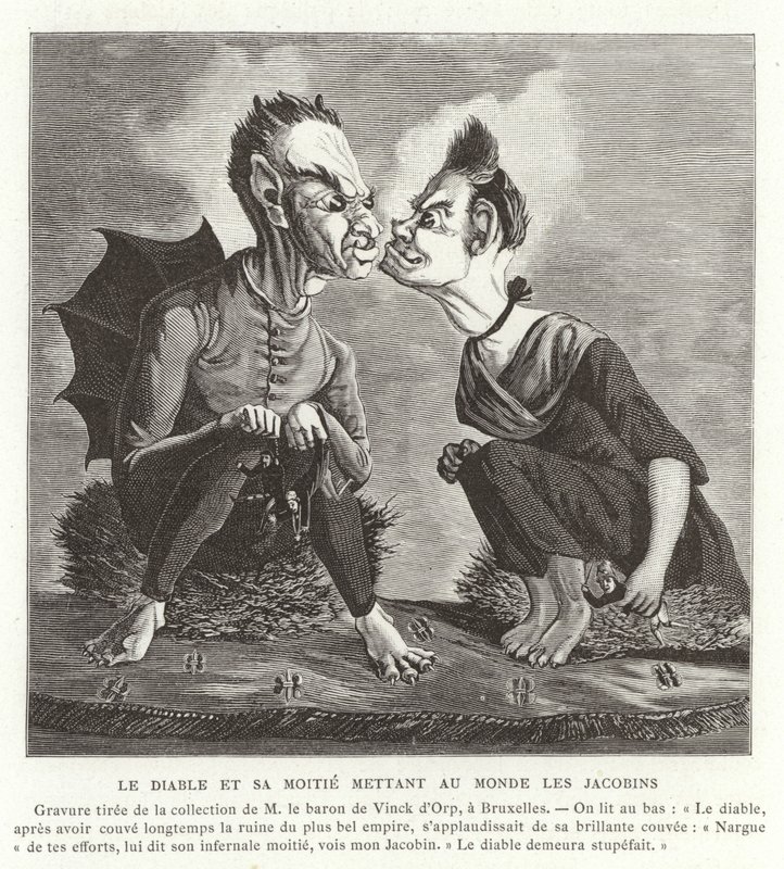 El diablo y su esposa dando a luz a los jacobinos, Revolución Francesa de French School